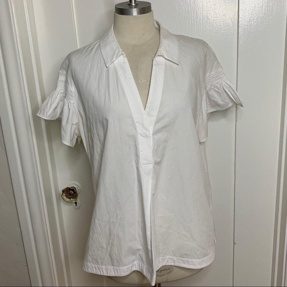 Whistles Short Flutter Sleeve Button Front Shirt - image 1
